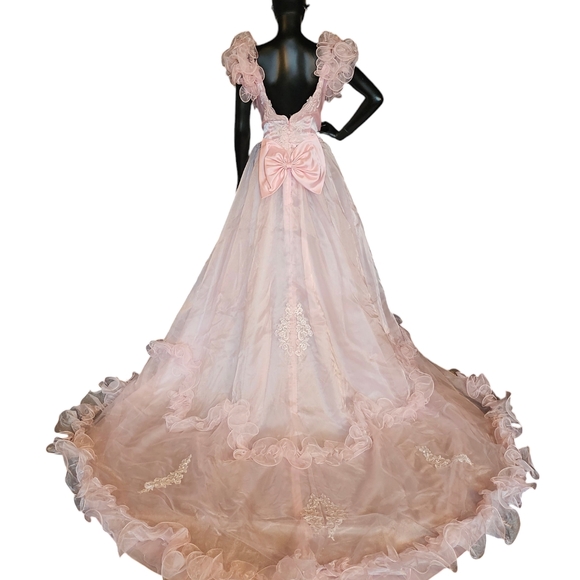 Vintage San Martin Pink Cinderella Wedding Gown - Picture 5 of 11